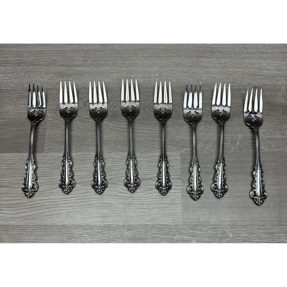 Oneida Renoir-Pembrooke Stainless Steel Salad Fork Set Of 8 -‎ Made In USA